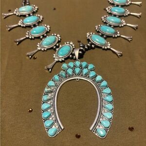 Turquoise and Silver Squash Blossom